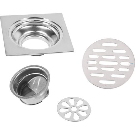 En Acier Inoxydable Carré AntiOdeur Salle De Bains Couvercle De Vidange Au Sol Déchets Porte Douche Égouttoir pour Cuisine Salle De Bains Garage Sous-sol (Type 2) (1/5)
