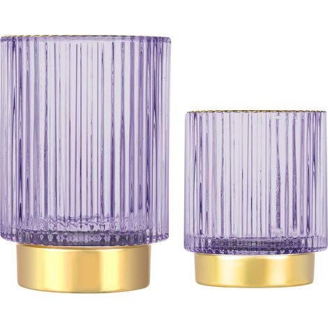 Boîte de rangement maquillage en cristal, pot à pinceaux vintage violet (S+L). (1/5)