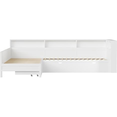 Letto Estraibile Singolo, USB, USB-C, LED Regolabile, Cassetto e 5 Ripiani, 90×200 cm, Senza Materasso (1/4)