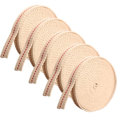 Mèche Lampe À Huile - Coton Plat 10 mm - 5 M Par Rouleau - Pour Éclairage Kérosène Et Urgence - Lot De 2 (1/5)