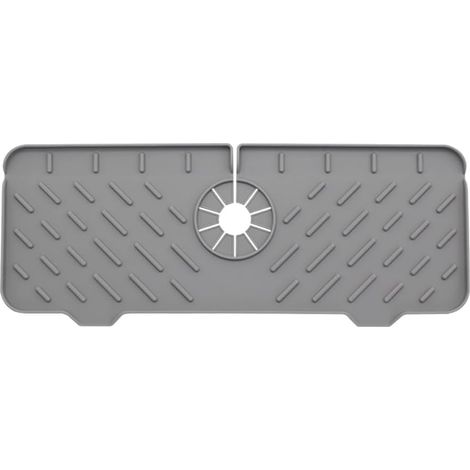 Tappetino paraspruzzi e raccogligocce per lavello in silicone alimentare da 14,6 pollici (grigio). (1/5)