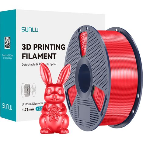Filamento SUNLU PLA+ Seda 1,75 mm 1 kg (rojo) (1/5)