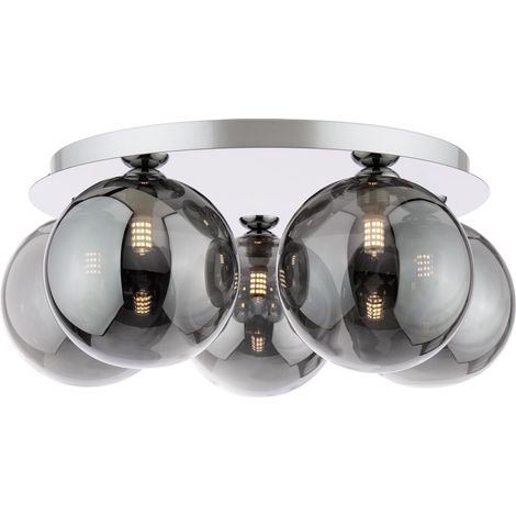 Dar Foley Plafonnier Foley à 5 lumières en chrome poli avec verre fumé (1/2)