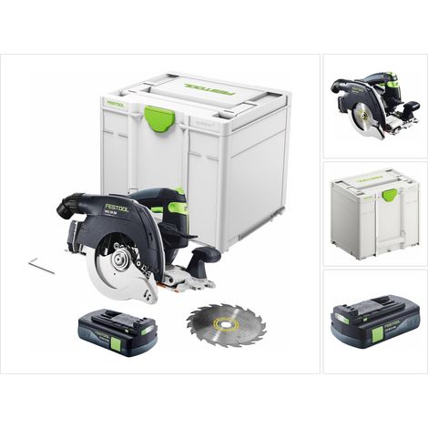 Festool HKC 55 EB-Basic sierra circular sin cable 18 V 160 mm sin escobillas + 1x batería recargable 3,0 Ah + Systainer - sin cargador