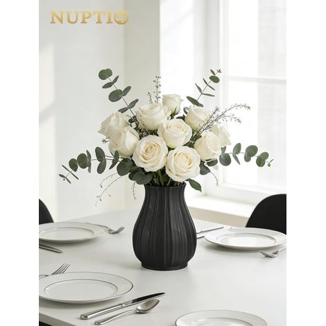 Vase Decoratif Noir, Ceramique, 16cm Hauteur (1/4)