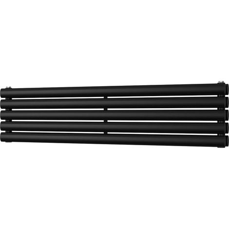 Omeara Axis - Black Horizontal Radiator H290mm x W1200mm Double Panel