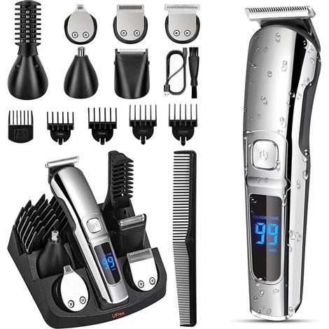 Hair Clipper, ABS Stainless Steel Hair Clipper Set, Beard Trimmer for Men, Barber Trimmer with 1 Main Body, 6 Cutting Heads (1/5)