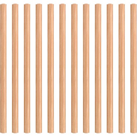 12pcs Moulures Bois Décoratives, 40cm Long Moulures Bois Bâton Moulage Non Finis pour DIY Maison Mur Porte Fenêtre Armoire Étagère Décoration (Style Cylindre) (1/5)