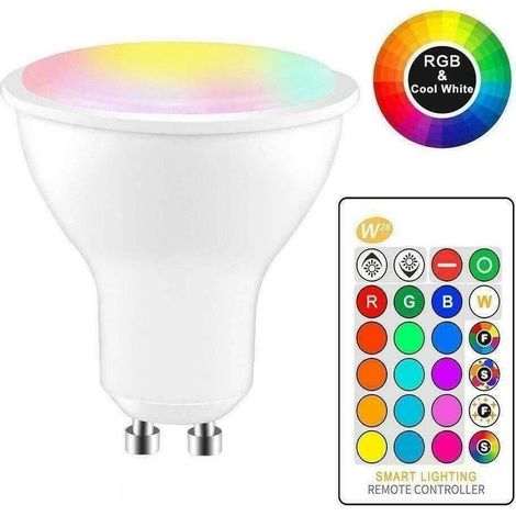 Rgb+white Faretto 5w Gu10 Lampadina Led Telecommendation Cromoterapia (1/4)