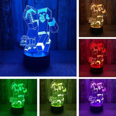 KLVGTIFS PU – Minec Lampe, Minec 3D-Illusionslicht, Minec LED-Nachtlicht mit 16 intelligenten Farben, Minec Geburtstagsgeschenk, Weihnachtsgeschenk – 01 (1/5)