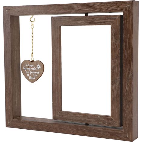 Cadre Photo rotatif en bois massif pour chien, pendentif en forme de cœur Double face, Photo commémorative pour animal de compagnie, pour réception à domicile et mariage (1/5)