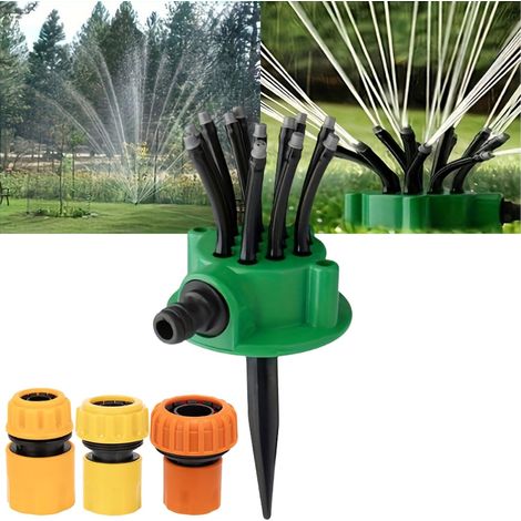 Arroseur d'arrosage rotatif à 360°, système d'arrosage de précision réglable, arroseur automatique à économie d'eau pour cour, paysage d'herbe et irrigation de jardin extérieur (1 pièce + 1/2", 3/4 (1/5)