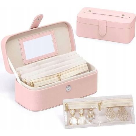 Schmuckorganizer mit Spiegel – rosa (1/2)