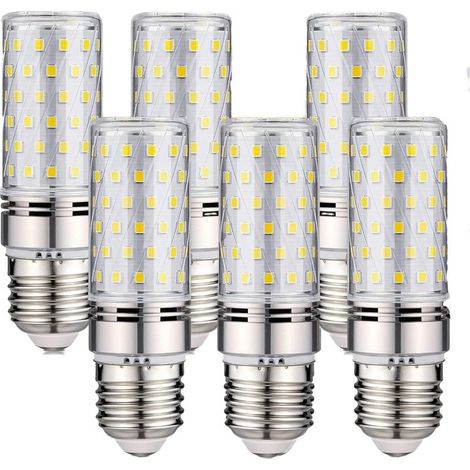 Lot de 6 ampoules LED E27 -16 W Blanc froid 6000 K 1600 lm (équivalent à une ampoule halogène de 150 W) AC 200-240 V, non dimmable, grand culot à visser E27 LED, angle de faisceau 360° (1/5)