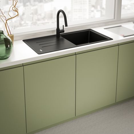 Mitigeur LINA J douchette levier lateral Noir mat FRANKE 33-CWRK-AY3L Franke