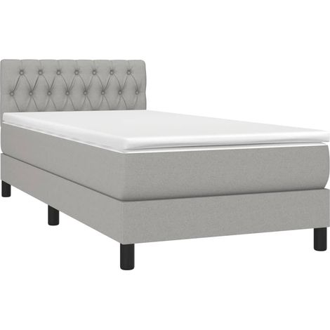 Boxspringbett mit Matratze Hellgrau 100x200 cm Stoff vidaXL (1/4)