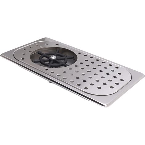 Pichet Rince-verre en Acier Inoxydable 304, Lave-verre Haute Pression avec Plateau Égouttoir et Flexible, pour Bar et Café, Couleur Acier (1/5)