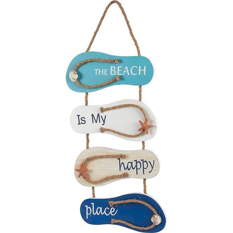 Tongs de plage nautique Décoration murale Pantoufles en bois Décoration suspendue, mur et porte Marine Décoration de la mais (1/4)