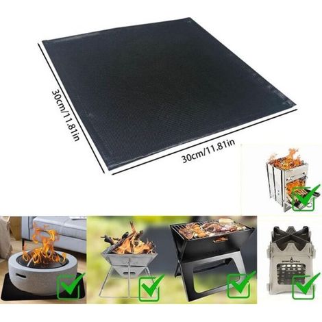 Tapis ignifuge, tapis de protection thermique, 30 x 30 cm, résistant à la chaleur jusqu'à 900 °C, idéal comme tapis de protection contre le feu, tapis de sol, cafetière, cuisine, plan de travail (30 x (1/2)