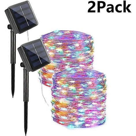 Guirlande lumineuse solaire LED étanche pour extérieur idéale pour les fêtes de Noël - 22 m 200 LED 2 couleurs (1/4)