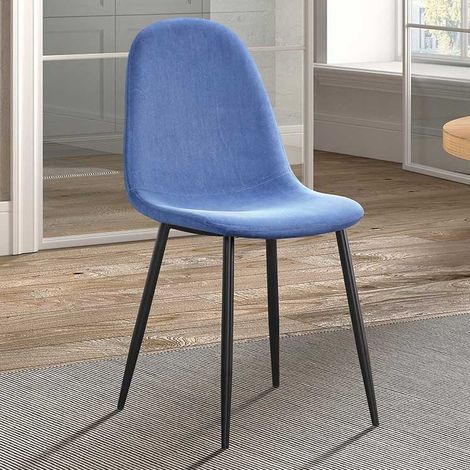 Chaise Valeska velours - bleu (1/5)