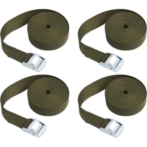 Spanngurte mit Ratsche 4 Stück 3m x 25mm Armeegrün für Ladungssicherung