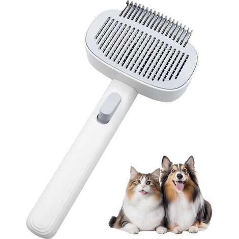 Brosse et carde autonettoyante 2 en 1 pour chats et chiens à poils longs, brosse de toilettage pour chiens et chats, élimine les poils morts et-AquaForge (1/5)