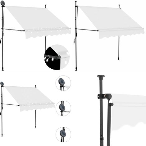 Einziehbare Markise Handbetrieben mit LED 200 cm Creme - Markise - Sonnenschutz - Gartendeckoration - Outdoor Möbel - Terrasse - Home & Living (1/5)