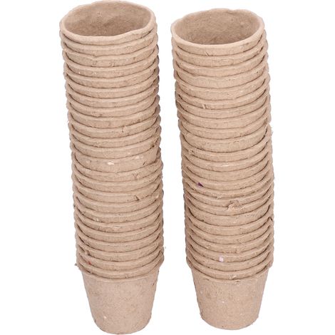 50 Pots ronds en tourbe biodégradables 6cm pour semis, godets de pépinière, accessoires de jardinage écologiques.
