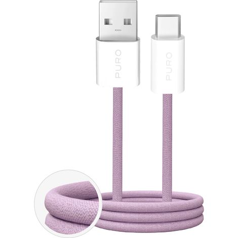 Cable trenzado Puro Fabrik 2.0 de 10 W USB-A a USB-C de 1,5 m - Rosa