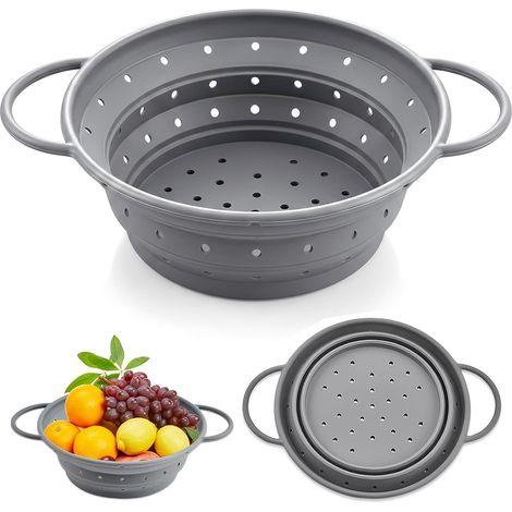 Passoire à pâtes pliable, 28 cm, passoire pliable, résistant à la chaleur, panier d'égouttement pliable, panier d'égouttement de cuisine en silicone, sans BPA, convient aux fruits et légumes (1/5)