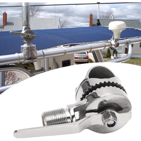 Support d'antenne VHF marine réglable en acier inoxydable 316 avec fixation à cliquet, compatible avec les rails de 7/8 à 1 pouce (22-25 mm) (1/5)