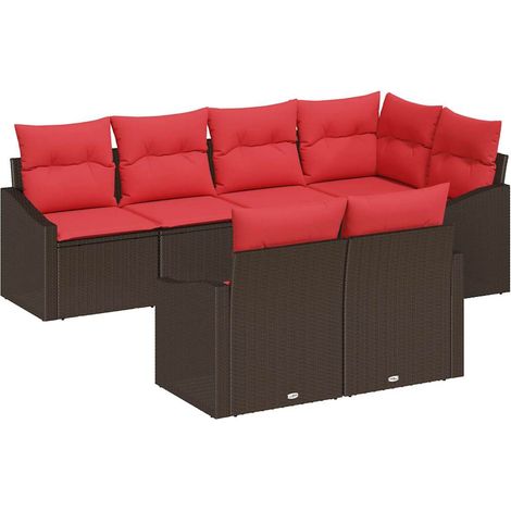 Sofa Set 7 pcs Brown [Synthetic]: Poly Rattan vidaXL (1/5)