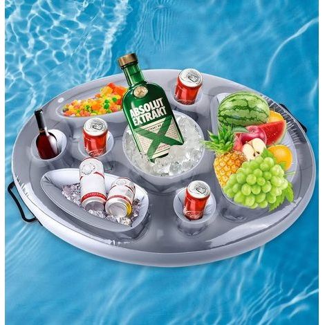 Plateau Bar de Piscine Flottant, 8 Trous Gonflable Bar Flottant Gonflable Porte-Boissons de Fruits Buffet pour Piscine d'été en Plein Air Plage Piscine Party Spa (1/5)