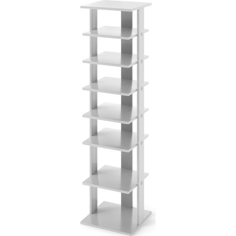 Scarpiera legno salvaspazio 7 livelli ingresso camera da letto scaffale per scarpe casa dispositivo antiribaltamento Grigio chiaro (1/4)