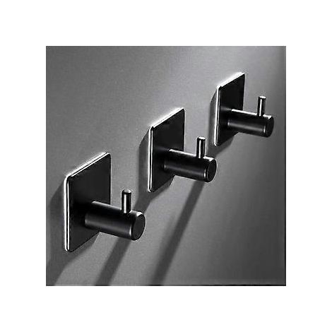 SZTXJ (Schwarz, 3er-Set) Klebehaken, LYLIN Edelstahl-Wandhaken für Badezimmer, selbstklebender Handtuchhalter für Küche, Wohnzimmer und Büro, rostfrei