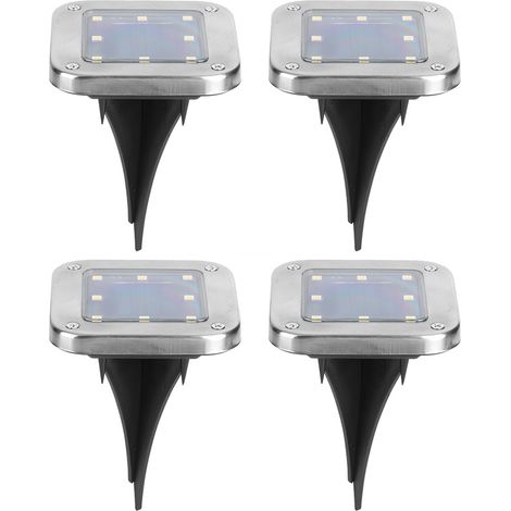 Set di 4 luci interrate a energia solare con 8 LED – cantina – decorazione esterna – giardino/vialetto – luce