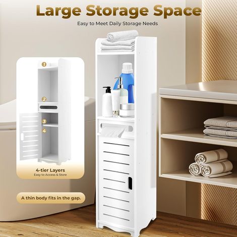 Badezimmerschrank, Aufbewahrungsschrank, Säule, Schlafzimmerschrank, offene Fächer, geeignet für Badezimmer, Wohnzimmer, Büro, Waschküche, Küche usw. Aufbewahrung von Alltagsgegenständen