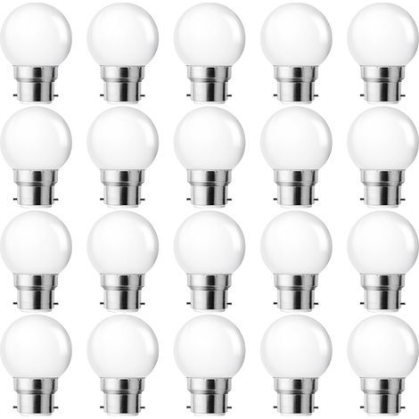 Ampoule LED B22 Baïonnette 1W Blanc Chaud 2700K - Équivalent 5W - Non Dimmable - Lot de 20