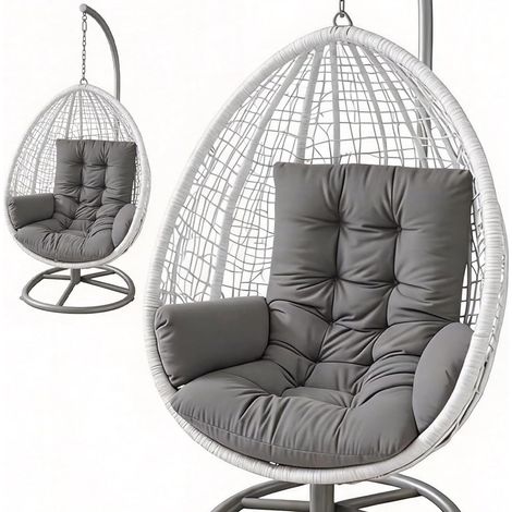 Coussin de fauteuil suspendu - Coussin de jardin pour balancelle suspendue - Coussin en polyester épais avec dossier pour fauteuils suspendus, cocoons de jardin et chaises à œufs - Coussin (1/5)