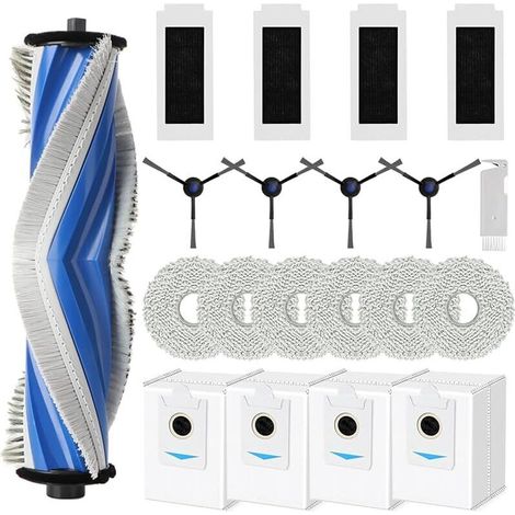 Accesorios de repuesto para Ecovacs Deebot T30S Pro/ T30S, piezas con 1 cepillo principal, 4 filtros HEPA, 6 almohadillas de fregona, 4 bolsas para polvo, 4 cepillos laterales (1/5)