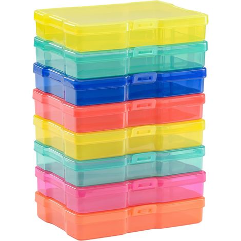 Boîtes de Rangement Transparentes - 8 pcs de 17 x 12 x 3 cm - Coloré & Plastique - pour Photos, Couture, Accessoires Diamond Painting & Scrapbooking (1/5)