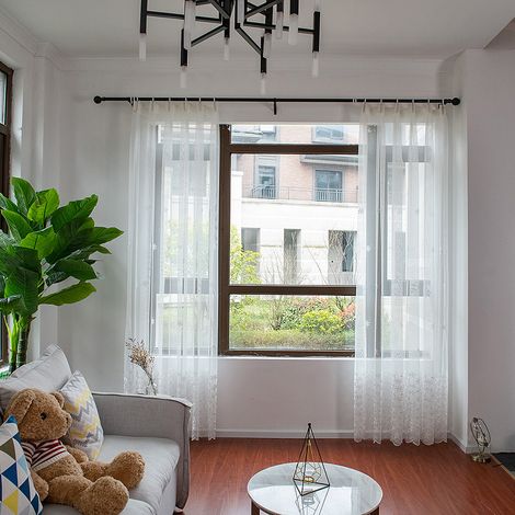 Rideaux en polyester, cantonnières en voile, décoration pour chambre et salon (blanc) (1/5)