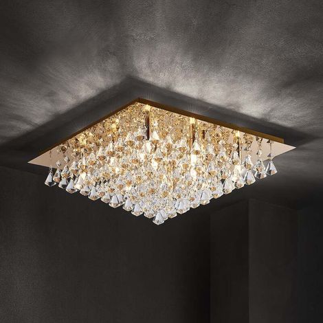 [GEBRAUCHT] B-Ware Lindby Deckenleuchte Kristallleuchte Rimedia LED Lampe dimmbar gold Ø55cm (1/2)