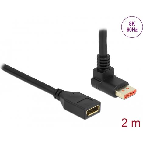 Delock Alargador DisplayPort macho 90Â° hacia arriba en Ã¡ngulo a hembra de 8K 60 Hz 2 m