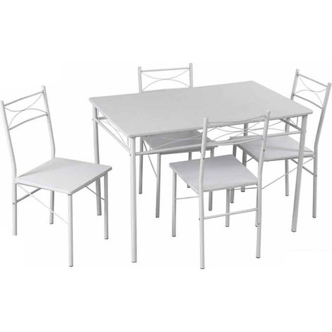 Set tavolo con 4 sedie bianco cm 110x70x74h