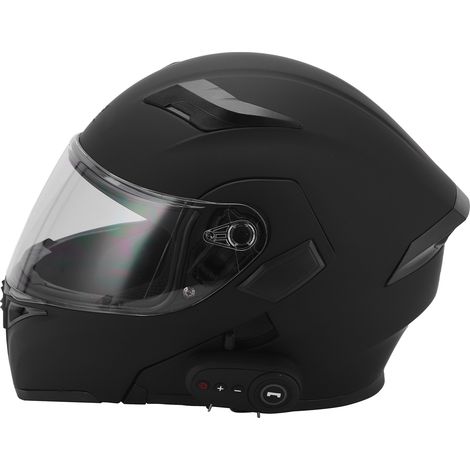 Casque de moto Bluetooth avec double visière relevable antibuée, radio FM intégrée et batterie 1200 mAh, noir mat, taille M (1/5)