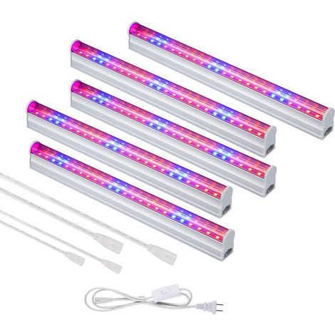 Houhence – Lampe de croissance LED T5 6W – Lumière bleue rouge 660nm 450nm – Flux lumineux 3000 lm – Pour plantes d'intérieur et semis (1/5)