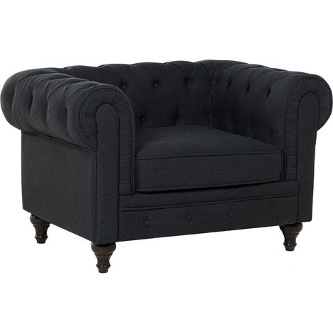 Sessel CHESTERFIELD Stoff Graphitgrau