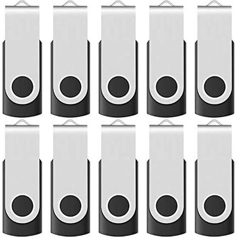 Clé USB - 16 Go - USB 2.0 - Pivotante - Indicateur LED - Noir - Lot de 10 (1/4)